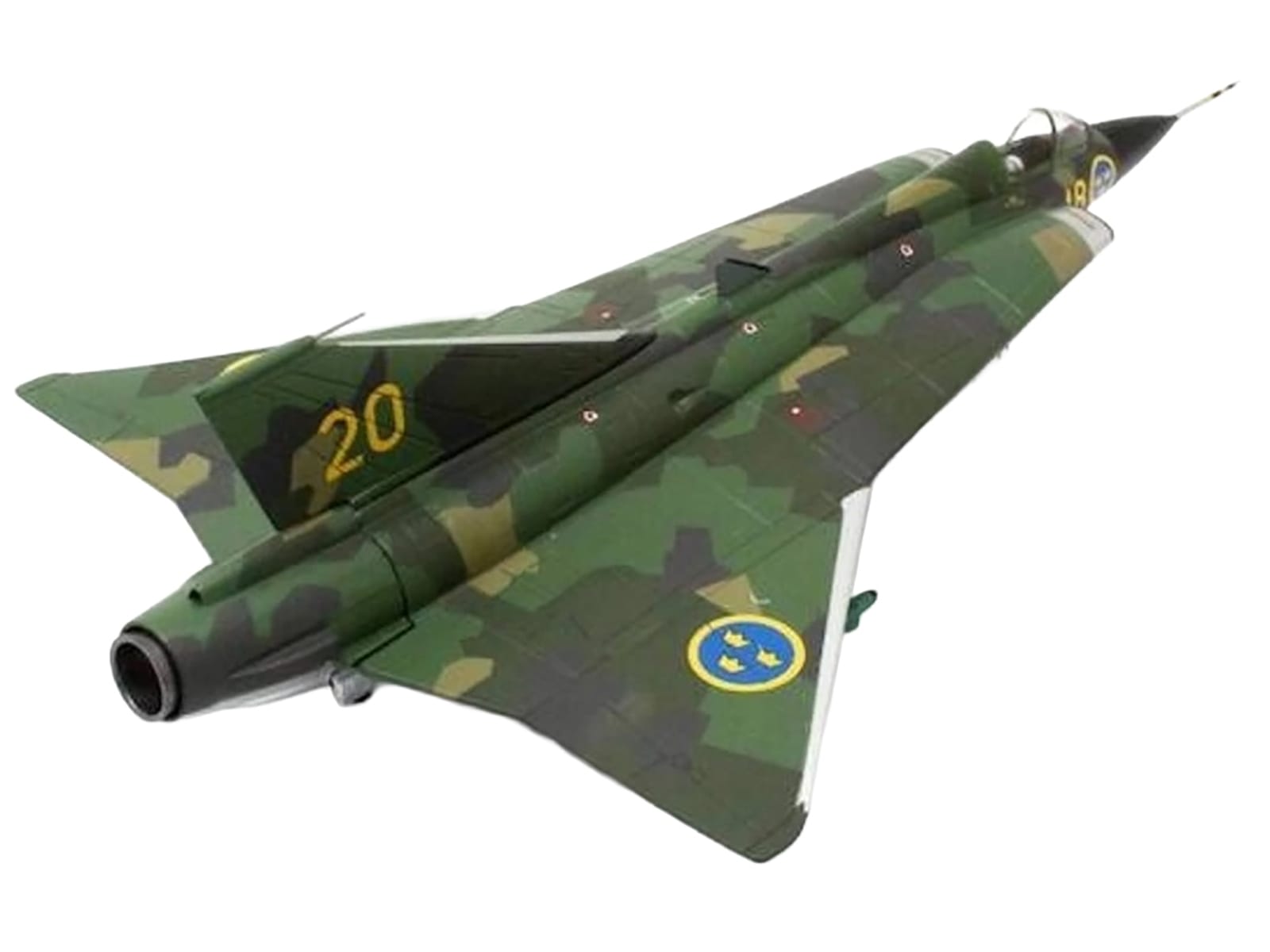 Saab J35J Draken Fighter Aircraft "Splinter Camouflage Scheme F 18 Sodertorn Wing" (1972) Swedish Air Force 1/72 Diecast Model Airplane by Aviation 72 - Image 3