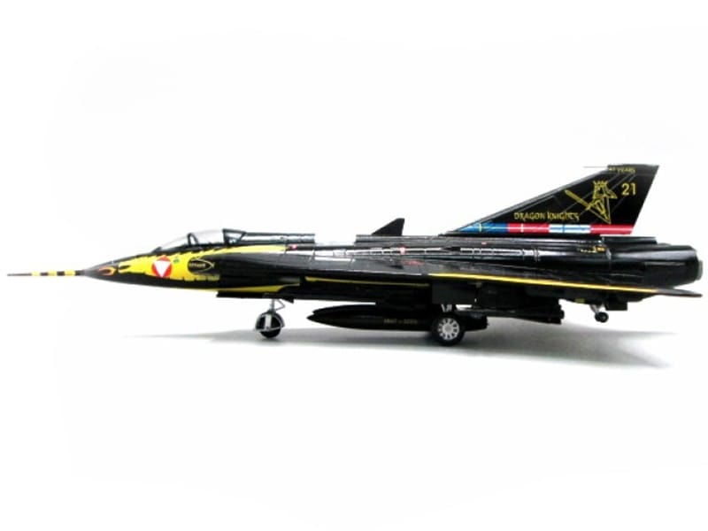 Saab Draken Fighter Aircraft "21 Draken 45th Anniversary Dragon Knights Retirement Livery" (2005) Austrian Air Force 1/72 Diecast Model Airplane by Aviation 72 - Image 2