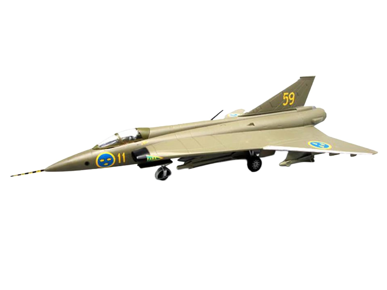 Saab S35 Draken Fighter Aircraft "59 F 11 Wing Skavsta Museum" (1979) Swedish Air Force 1/72 Diecast Model Airplane by Aviation 72 - Image 2