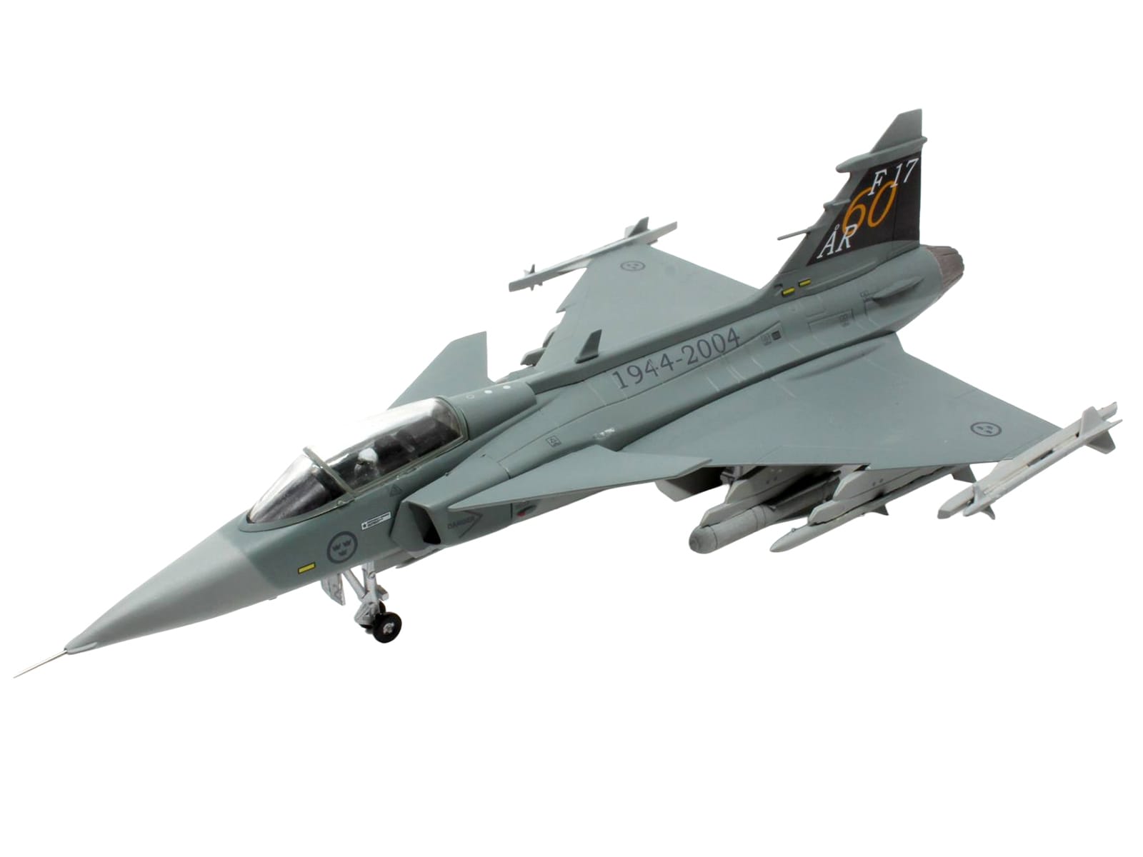Saab JAS 39A Gripen Fighter Aircraft "17 Wing 60th Anniversary Livery Ronneby Air Show" (2004) Swedish Air Force 1/72 Diecast Model Airplane by Aviation 72 - Image 2