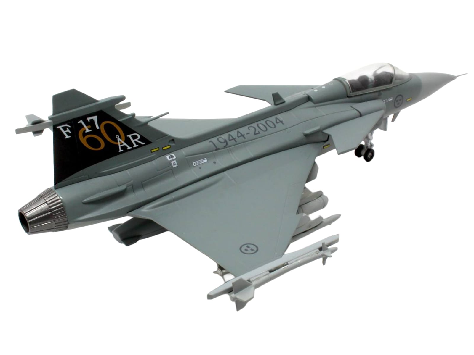 Saab JAS 39A Gripen Fighter Aircraft "17 Wing 60th Anniversary Livery Ronneby Air Show" (2004) Swedish Air Force 1/72 Diecast Model Airplane by Aviation 72 - Image 3