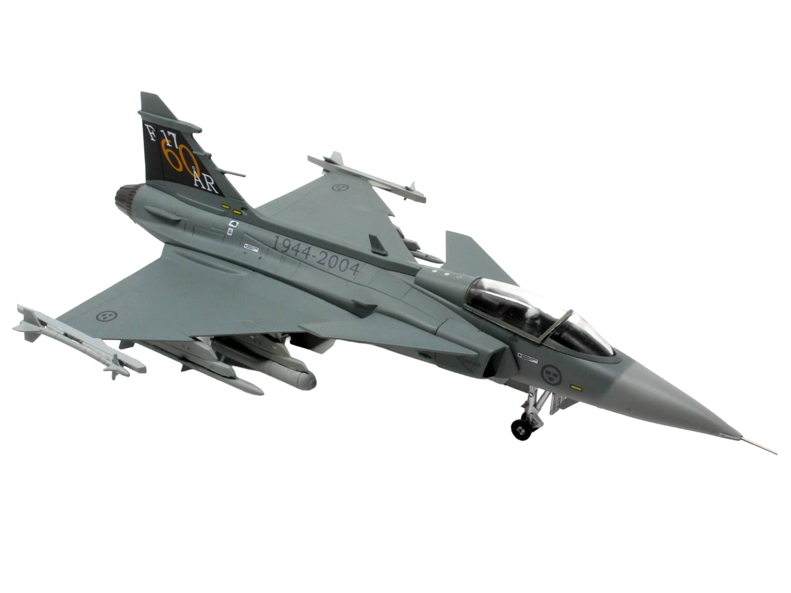 Saab JAS 39A Gripen Fighter Aircraft "17 Wing 60th Anniversary Livery Ronneby Air Show" (2004) Swedish Air Force 1/72 Diecast Model Airplane by Aviation 72 - Image 4