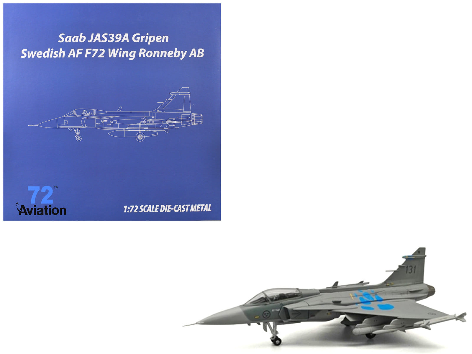 Saab JAS 39A Gripen Fighter Aircraft "131 F 7 Wing Cat's Paw Livery Satenas Air Base" (2006) Swedish Air Force 1/72 Diecast Model Airplane by Aviation 72