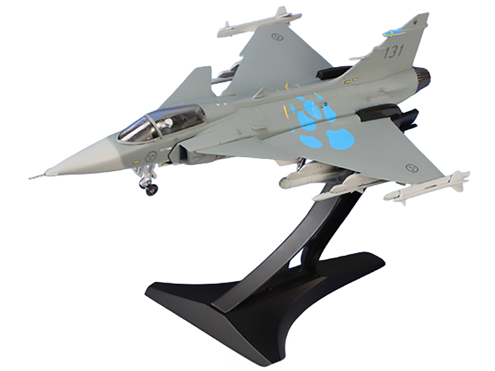 Saab JAS 39A Gripen Fighter Aircraft "131 F 7 Wing Cat's Paw Livery Satenas Air Base" (2006) Swedish Air Force 1/72 Diecast Model Airplane by Aviation 72 - Image 4