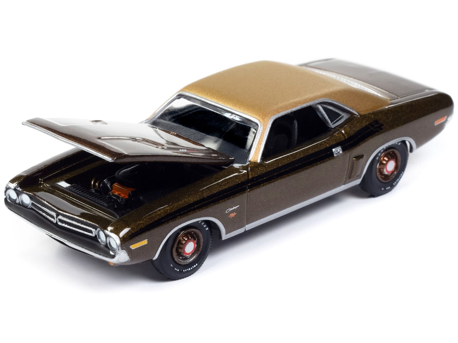 1971 Dodge Challenger R/T Dark Gold Metallic with Gold Vinyl Roof “Mecum Auctions” Limited Edition to 2496 pieces Worldwide “Premium” Series 1/64 Diecast Model Car by Auto World