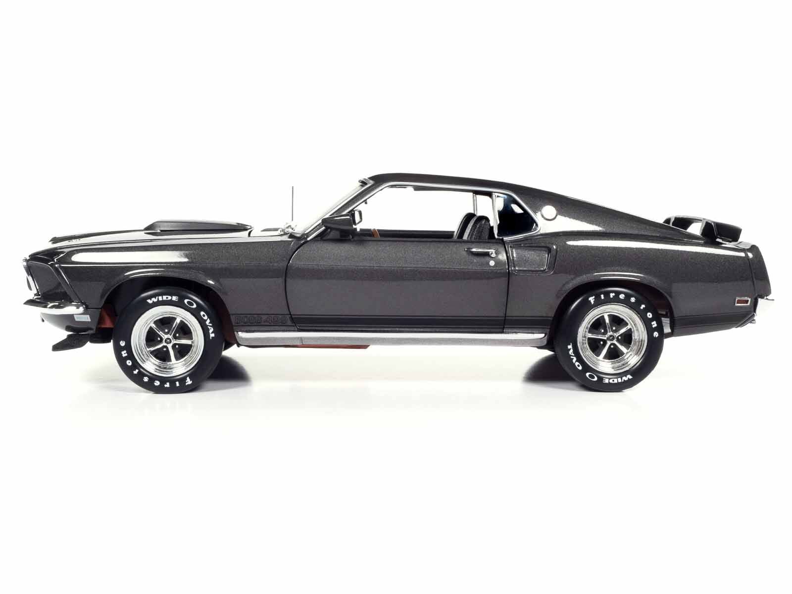 1969 Ford Mustang Dark Gray Metallic with Black Stripes “John Wick” (2014) Movie “Silver Screen Machines” Series 1/18 Diecast Model Car by Auto World