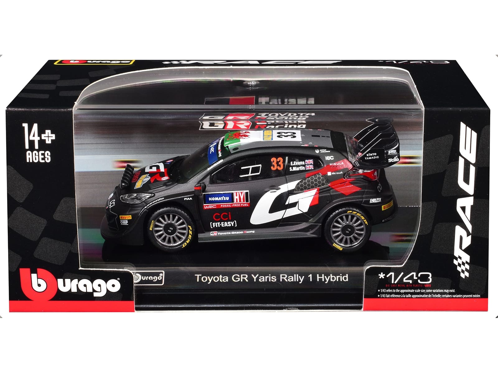 Toyota GR Yaris Rally1 Hybrid #33 Elfyn Evans - Scott Martin "Toyota Gazoo Racing WRT" "World Rally Championship" (2024) "Race" Series 1/43 Diecast Model Car by Bburago - Image 3