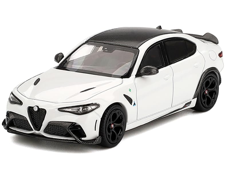 Alfa Romeo Giulia GTA White with Carbon Top 1/64 Diecast Model Car by BBR - Image 2
