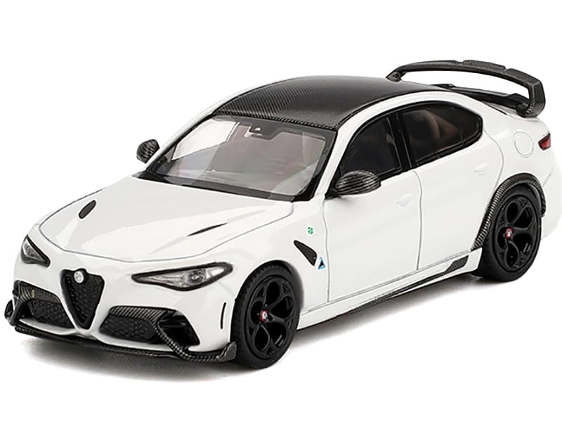 Alfa Romeo Giulia GTAm White with Carbon Top 1/64 Diecast Model Car by BBR - Image 2