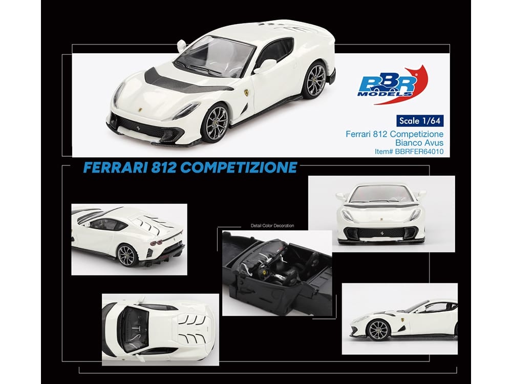 Ferrari 812 Competizione Bianco Avus White 1/64 Diecast Model Car by BBR - Image 4