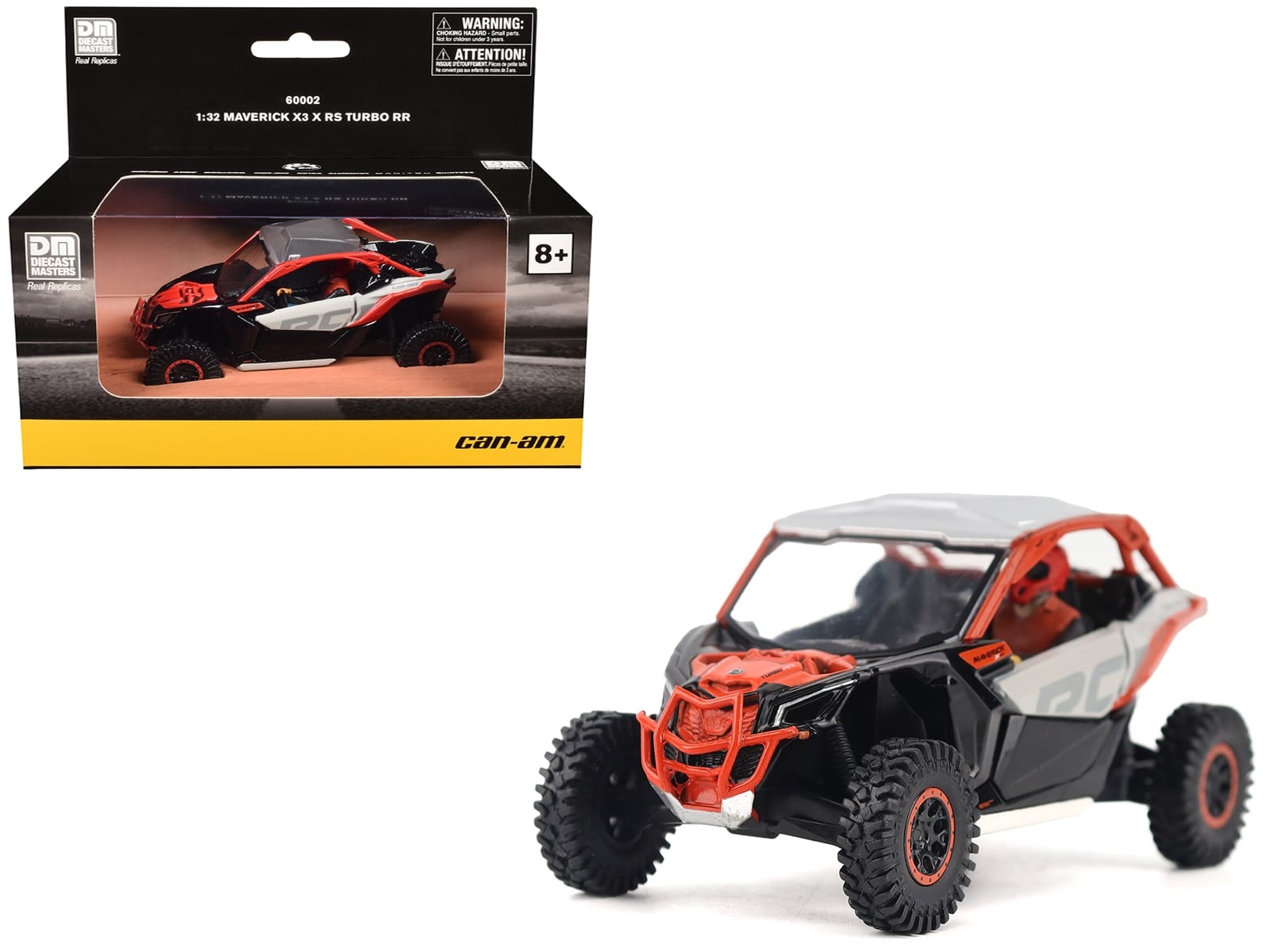 Can-Am Maverick X3 X RS Turbo RR Chalk Gray and Magma Red with Driver Figure 1/32 Diecast Model by BRP Models - Image 3