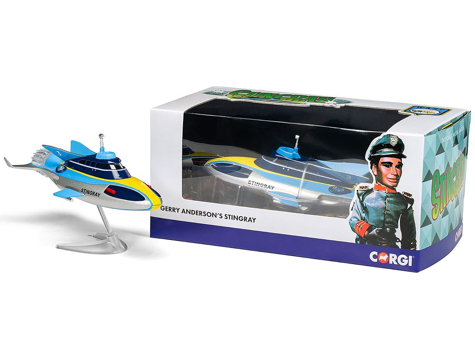 Stingray Submarine Blue and Silver with Yellow Stripes "Gerry Anderson's Stingray" (1964) TV Series Diecast Model by Corgi - Image 2