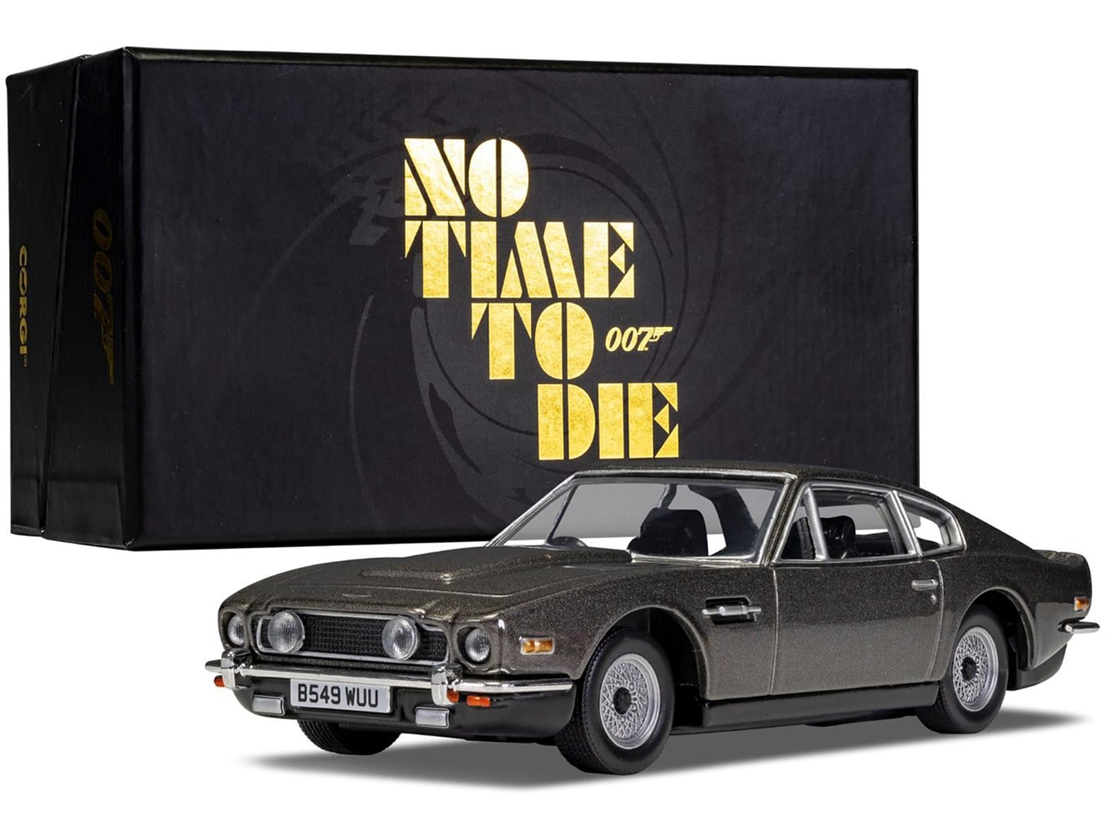 Aston Martin V8 RHD (Right Hand Drive) Black Metallic James Bond 007 "No Time To Die" (2021) Movie Diecast Model Car by Corgi - Image 4