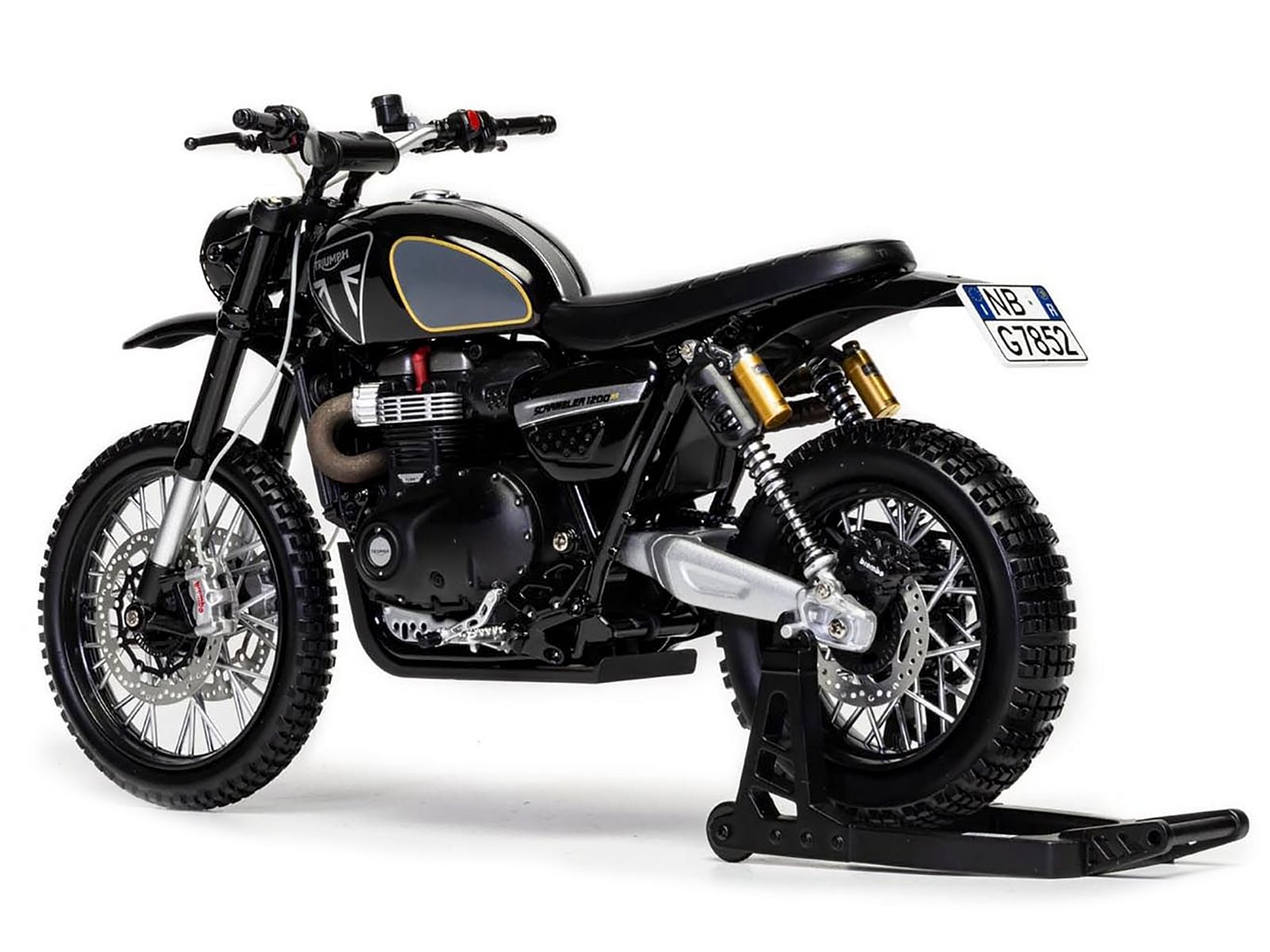 Triumph Scrambler 1200 (Matera) Motorcycle Black James Bond 007 “No Time To Die” (2021) Movie Diecast Motorcycle Model by Corgi