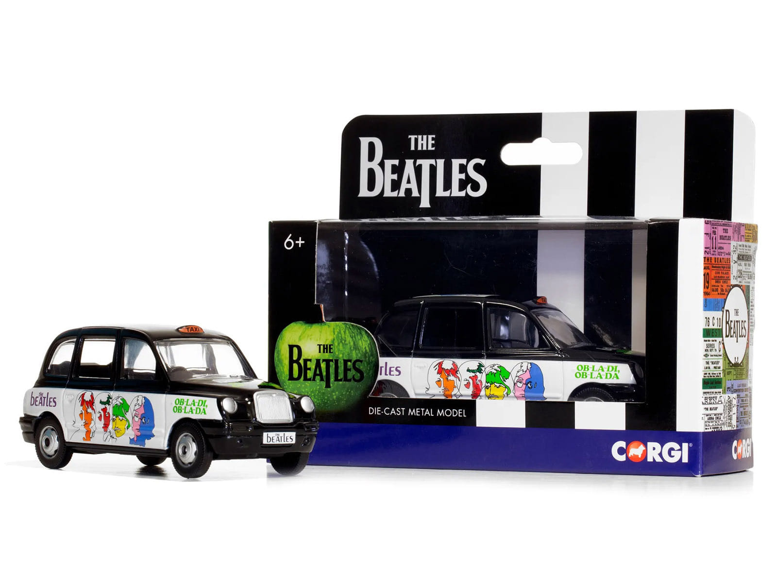 The Beatles London Taxi RHD (Right Hand Drive) "Ob-La-Di Ob-La-Da" Black and White with Graphics Diecast Model by Corgi - Image 3