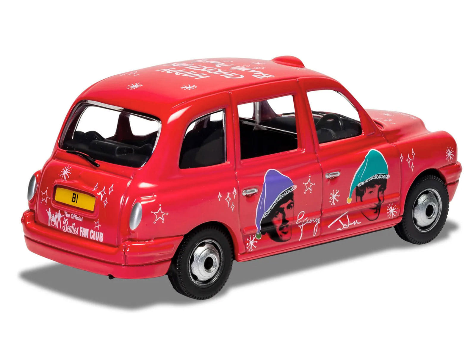 The Beatles London Taxi RHD (Right Hand Drive) "Christmas Taxi" Red with Graphics Diecast Model by Corgi - Image 3