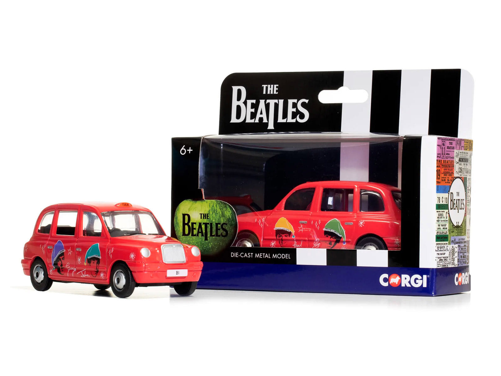 The Beatles London Taxi RHD (Right Hand Drive) "Christmas Taxi" Red with Graphics Diecast Model by Corgi - Image 4