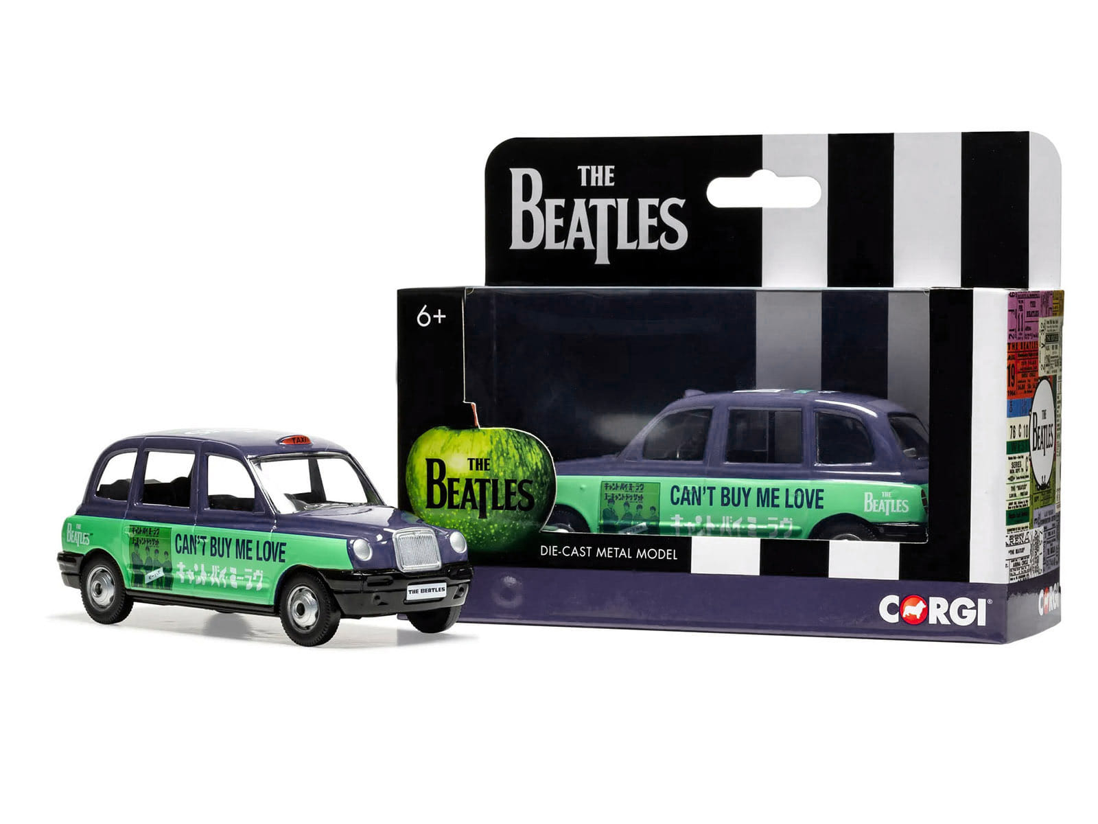 The Beatles London Taxi RHD (Right Hand Drive) "Can't Buy Me Love" Blue and Green with Graphics Diecast Model by Corgi - Image 3