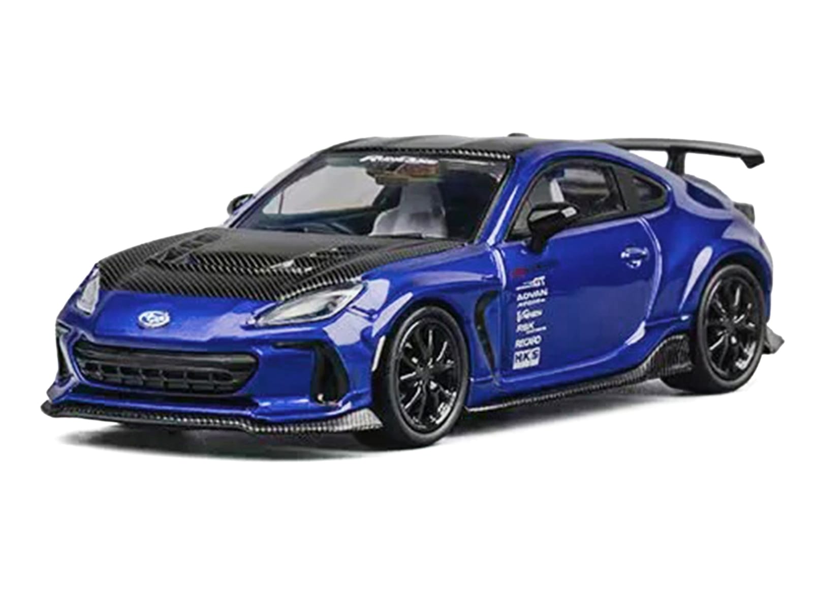 Subaru BRZ Varis Arising-1 RHD (Right Hand Drive) Blue Metallic with Carbon Hood and Top and Extra Wheels 1/64 Diecast Model Car by CM Models - Image 2
