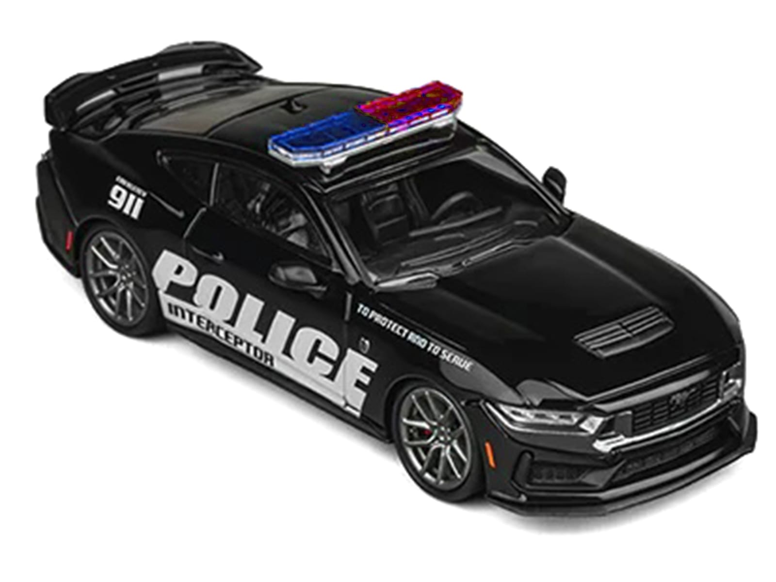 Ford Mustang Dark Horse "Police Interceptor" Black 1/64 Diecast Model Car by CM Models - Image 2