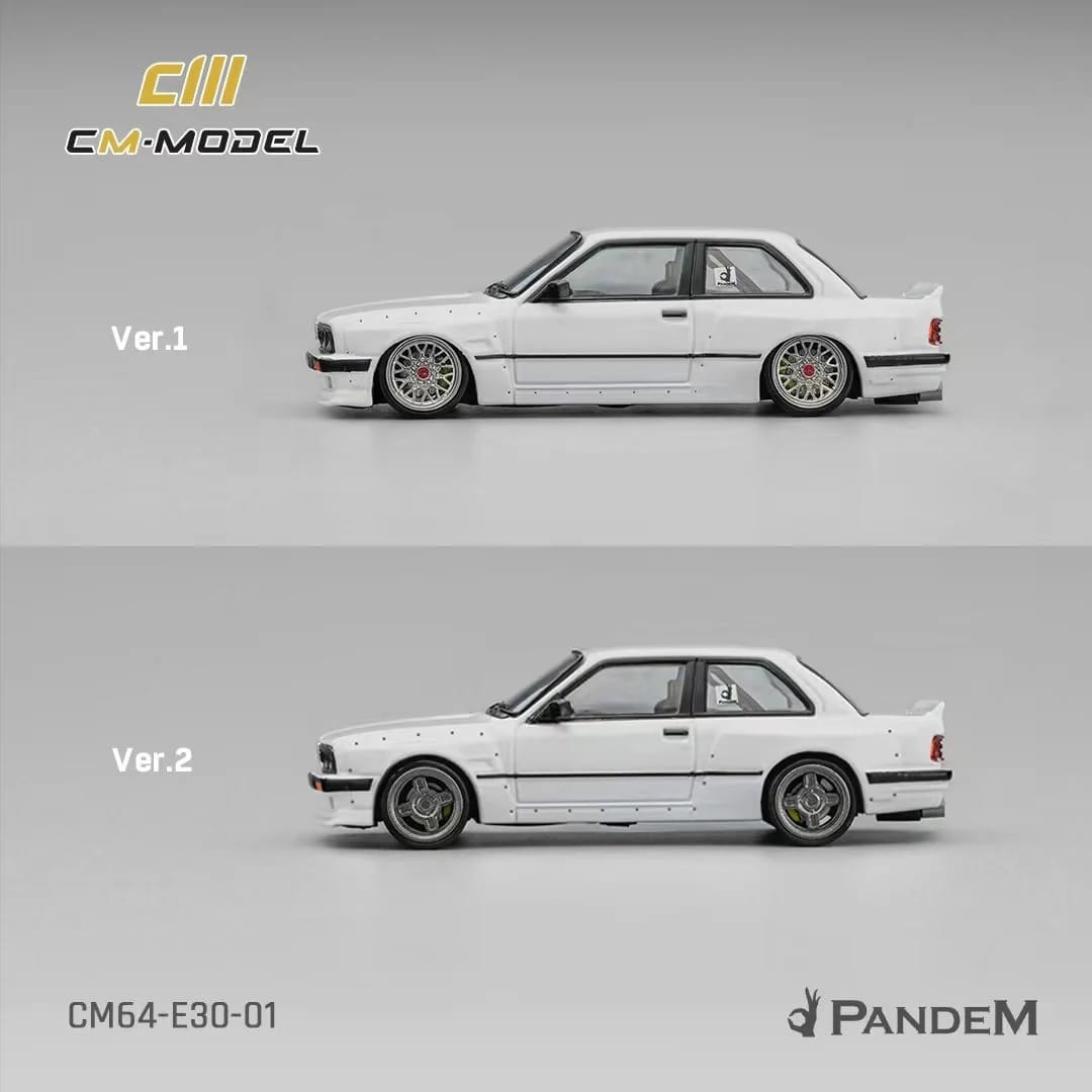 Pandem E30 V1 White with Extra Wheels 1/64 Diecast Model Car by CM Models - Image 4