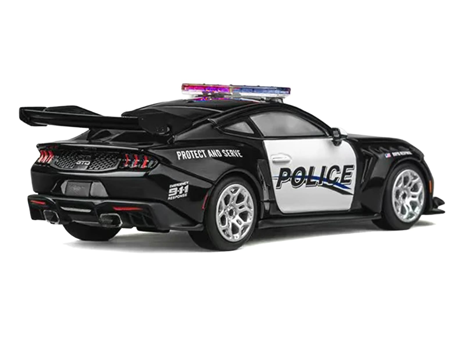 Ford Mustang GTD "Police" Black and White 1/64 Diecast Model Car by CM Models - Image 2