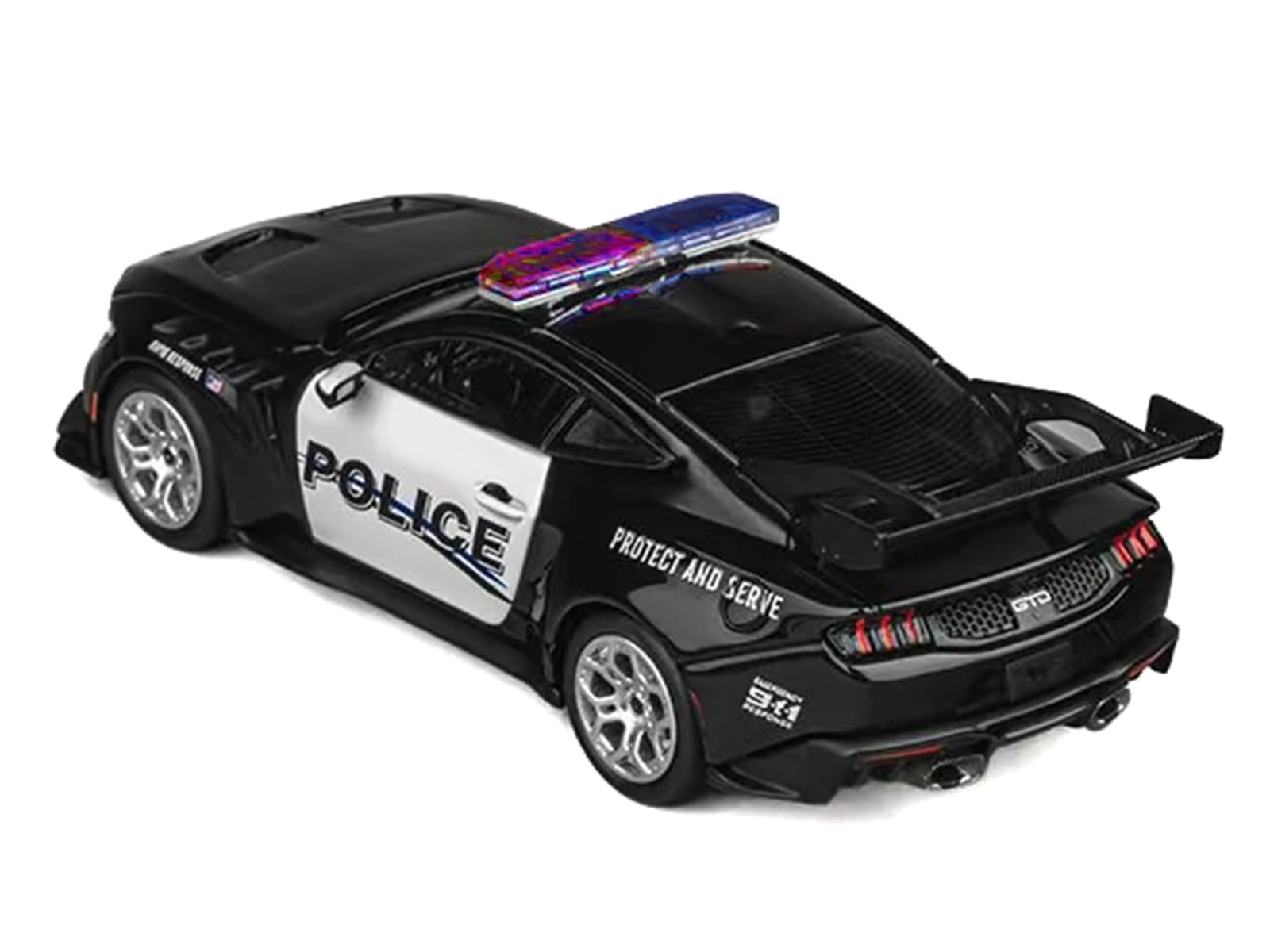 Ford Mustang GTD "Police" Black and White 1/64 Diecast Model Car by CM Models - Image 3