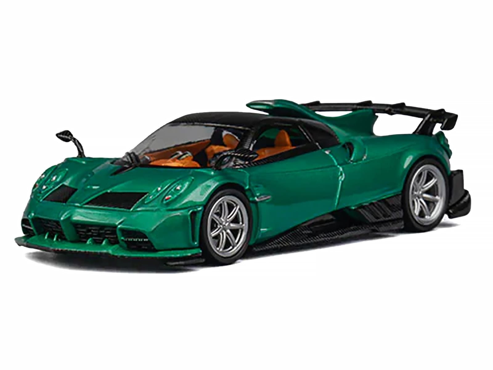 Pagani Imola Emerald Green Metallic with Carbon Top and Extra Wheels 1/64 Diecast Model Car by CM Model - Image 2