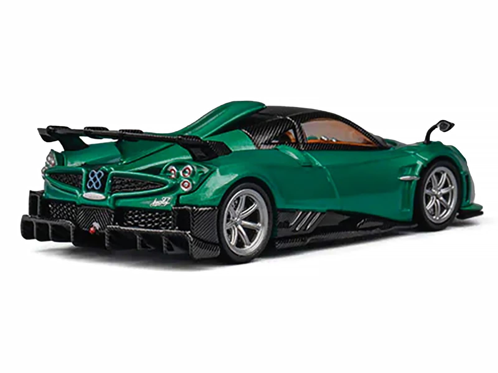 Pagani Imola Emerald Green Metallic with Carbon Top and Extra Wheels 1/64 Diecast Model Car by CM Model - Image 3