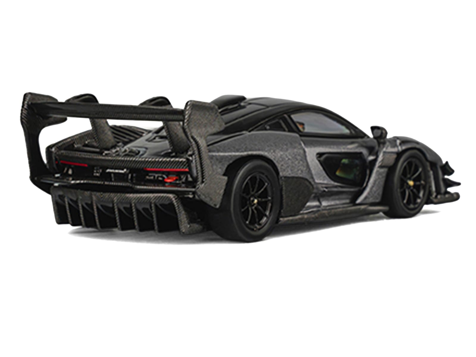 McLaren Senna GTR Dark Gray Metallic with Carbon Hood and Black Top 1/64 Diecast Model Car by CM Model - Image 2