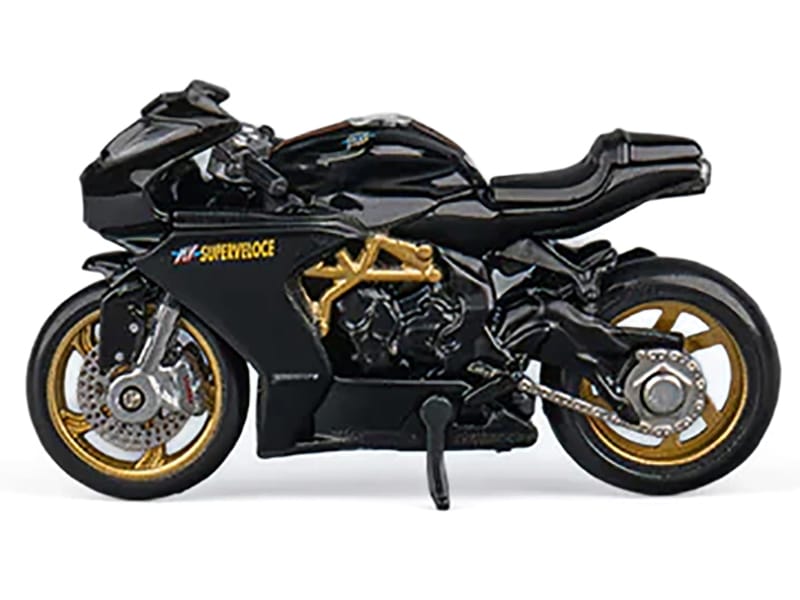 MV Agusta Superveloce 800 Motorcycle Black and Gold with Figure 1/64 Diecast Model by CM Model - Image 2