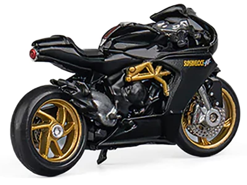 MV Agusta Superveloce 800 Motorcycle Black and Gold with Figure 1/64 Diecast Model by CM Model - Image 4
