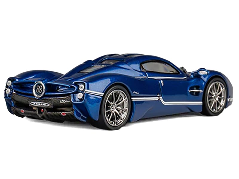 Pagani Utopia Blue Metallic with White Stripes 1/64 Diecast Model Car by CM Model - Image 2
