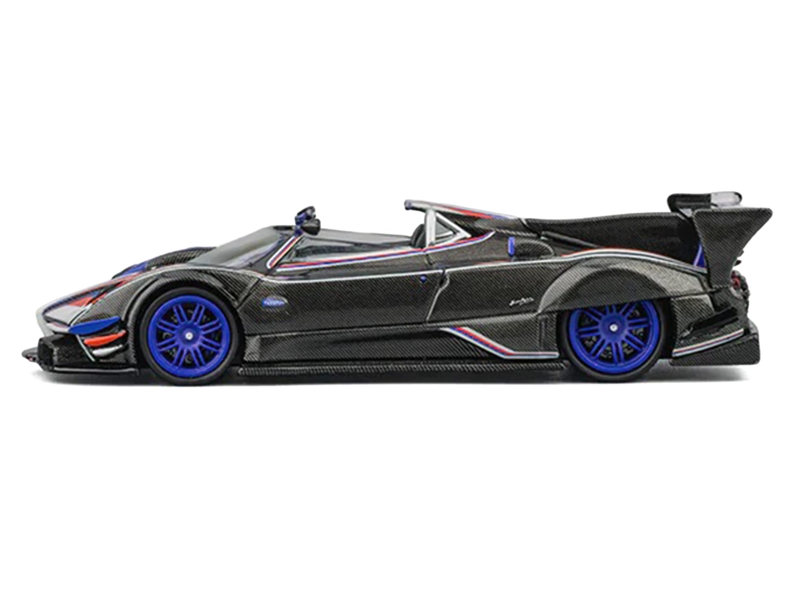 Pagani Zonda Revo Barchetta Carbon with Red White and Blue Stripes 1/64 Diecast Model Car by CM Model - Image 2