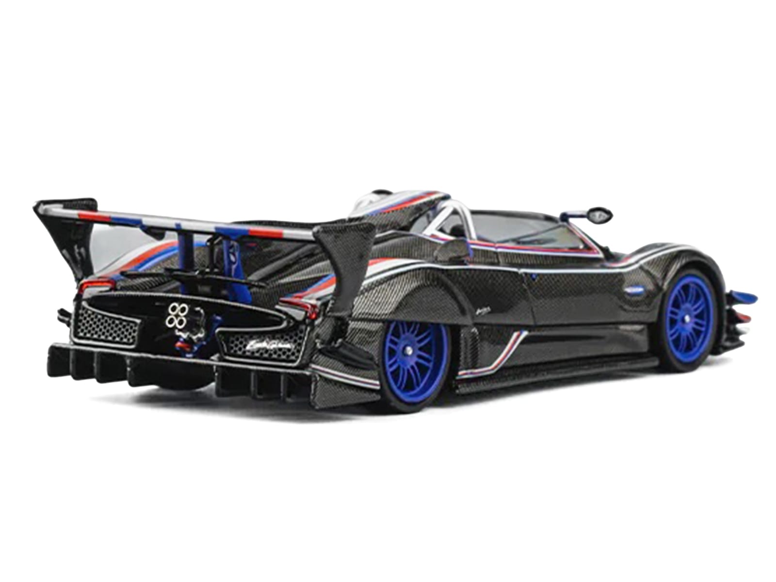 Pagani Zonda Revo Barchetta Carbon with Red White and Blue Stripes 1/64 Diecast Model Car by CM Model - Image 3