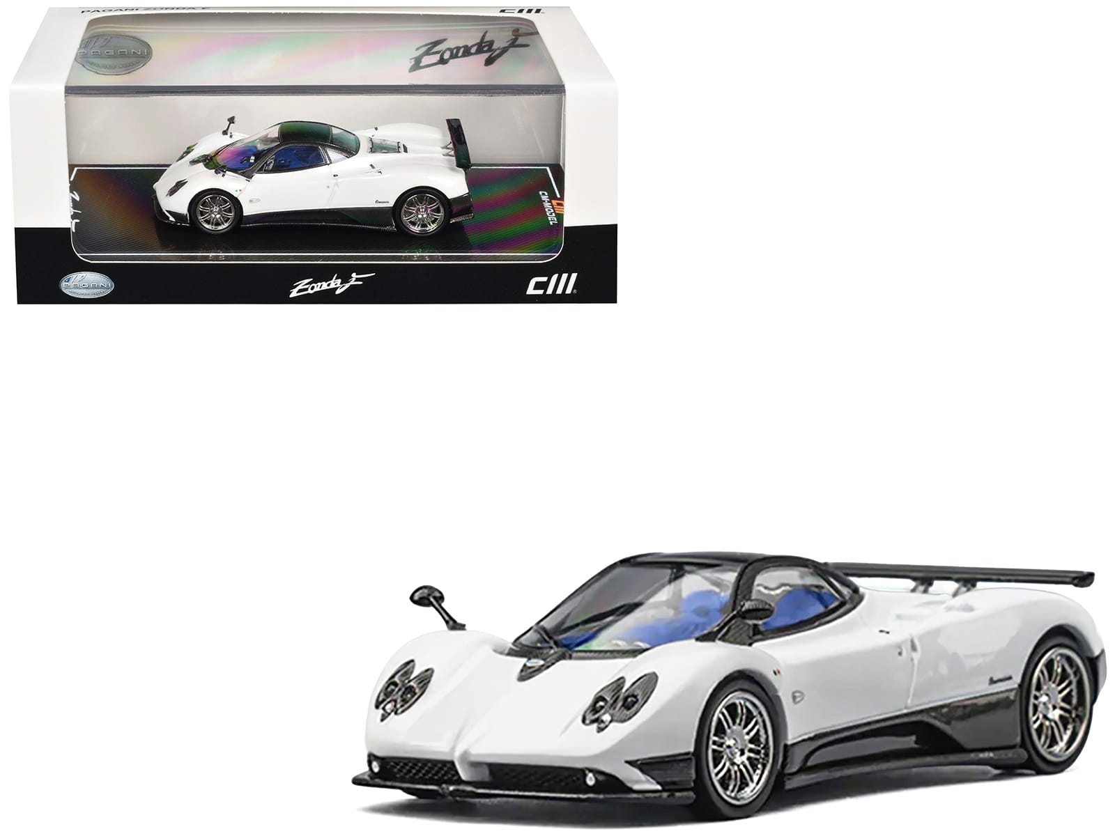 Pagani Zonda F Pearl White with Black Top 1/64 Diecast Model Car by CM Model