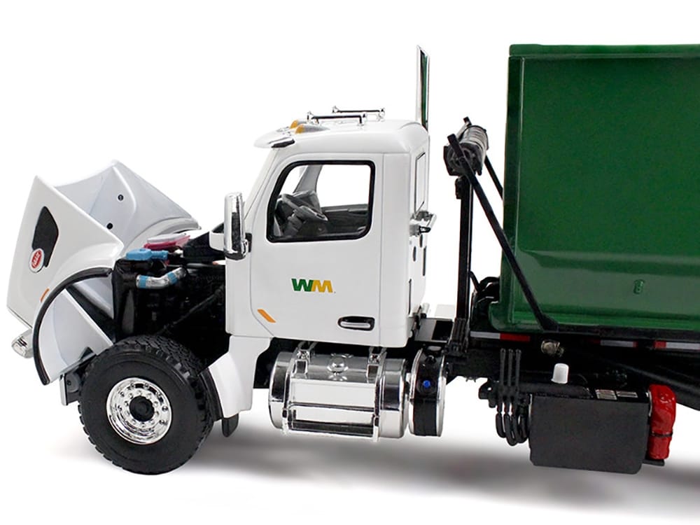 Peterbilt 567 Refuse Garbage Truck with 40 Yard Roll-Off Container "Waste Management" White and Green 1/34 Diecast Model by First Gear - Image 2