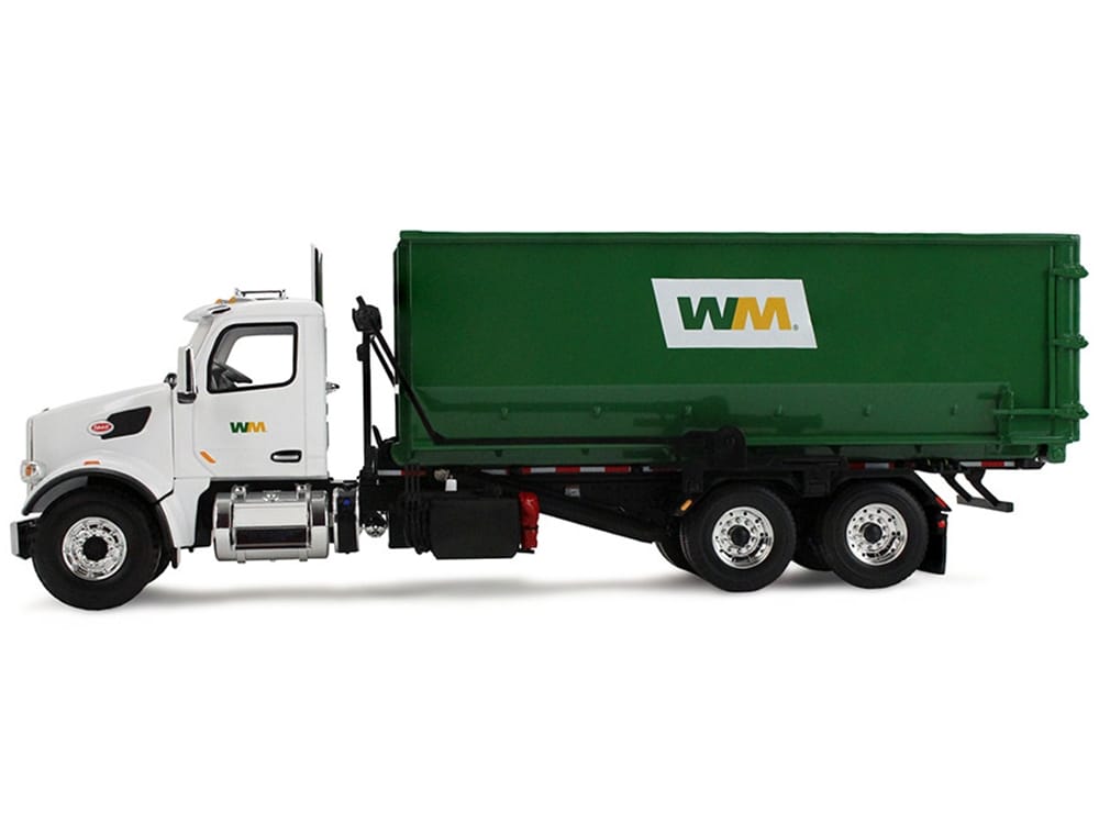 Peterbilt 567 Refuse Garbage Truck with 40 Yard Roll-Off Container "Waste Management" White and Green 1/34 Diecast Model by First Gear - Image 3