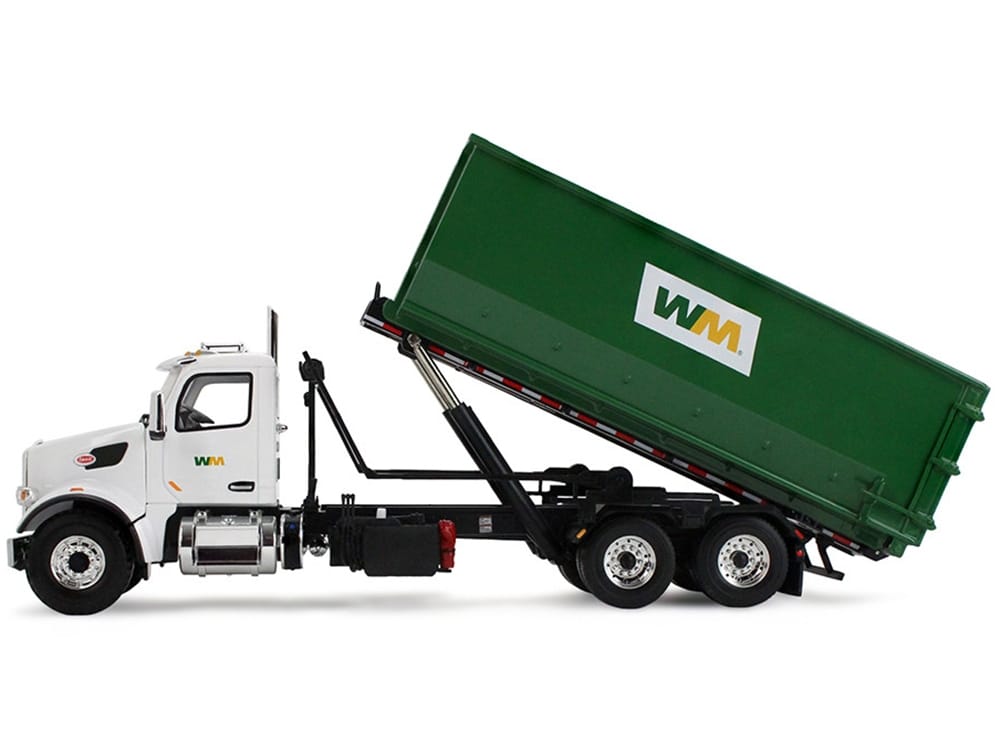 Peterbilt 567 Refuse Garbage Truck with 40 Yard Roll-Off Container "Waste Management" White and Green 1/34 Diecast Model by First Gear - Image 4