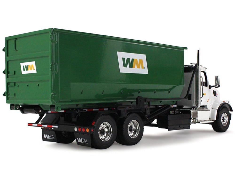 Peterbilt 567 Refuse Garbage Truck with 40 Yard Roll-Off Container "Waste Management" White and Green 1/34 Diecast Model by First Gear - Image 5