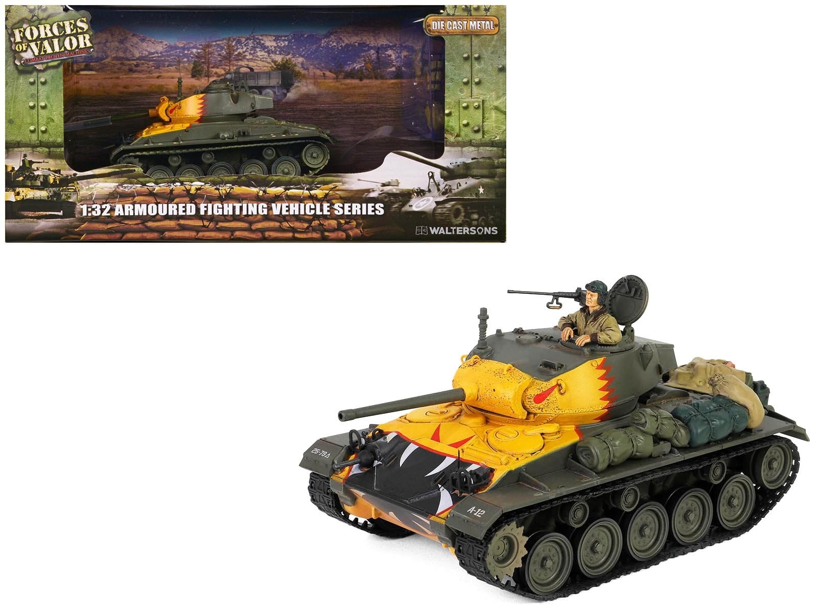 M24 Chaffee Light Tank "Tiger Face 79th Tank Btn Han River South Korea" (1950) United States Army "Armoured Fighting Vehicle" Series 1/32 Diecast Model by Forces of Valor - Image 4