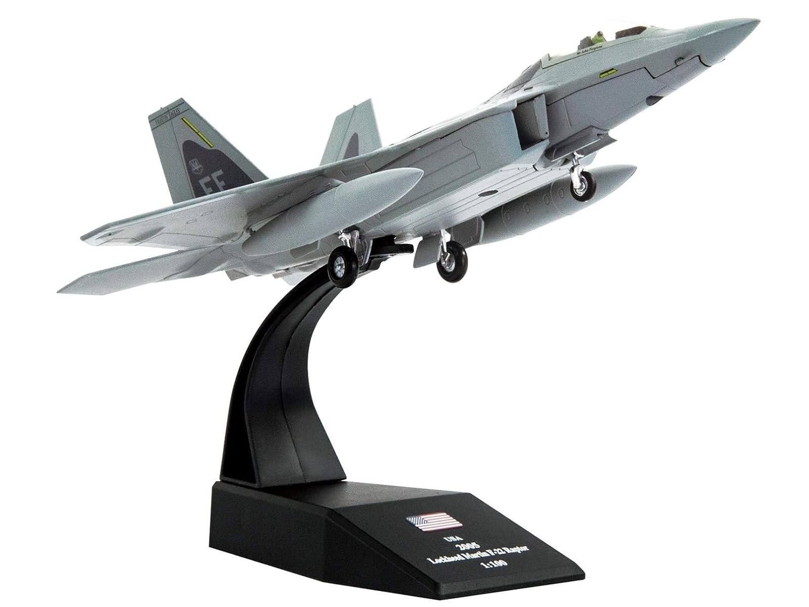 Lockheed Martin F-22A Raptor Stealth Aircraft "27th Figher Squadron 1st Operations Group Langley AFB" (2005) United States Air Force 1/100 Diecast Model Airplane - Image 3