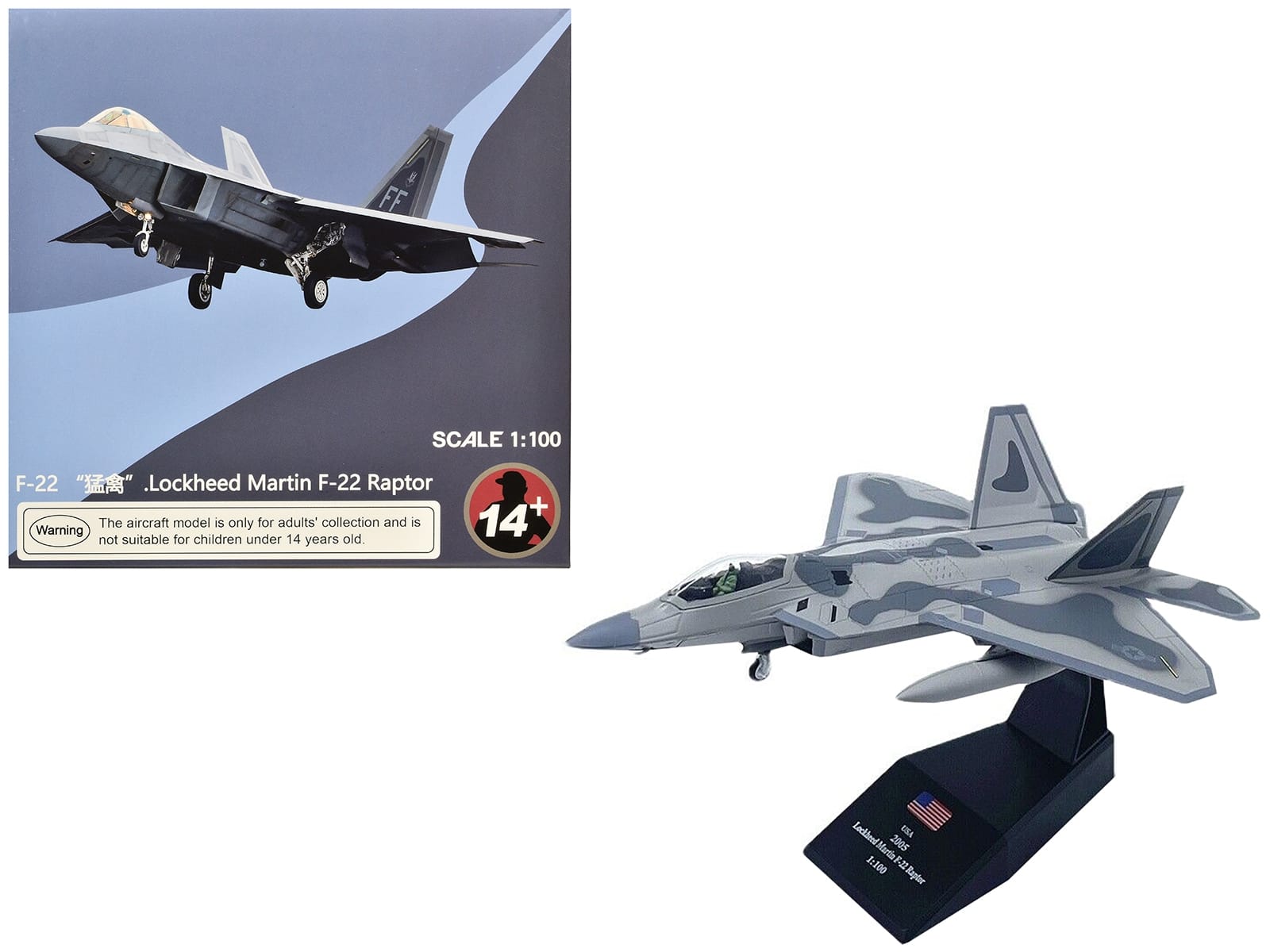 Lockheed Martin F-22A Raptor Stealth Aircraft "27th Figher Squadron 1st Operations Group Langley AFB" (2005) United States Air Force 1/100 Diecast Model Airplane - Image 4