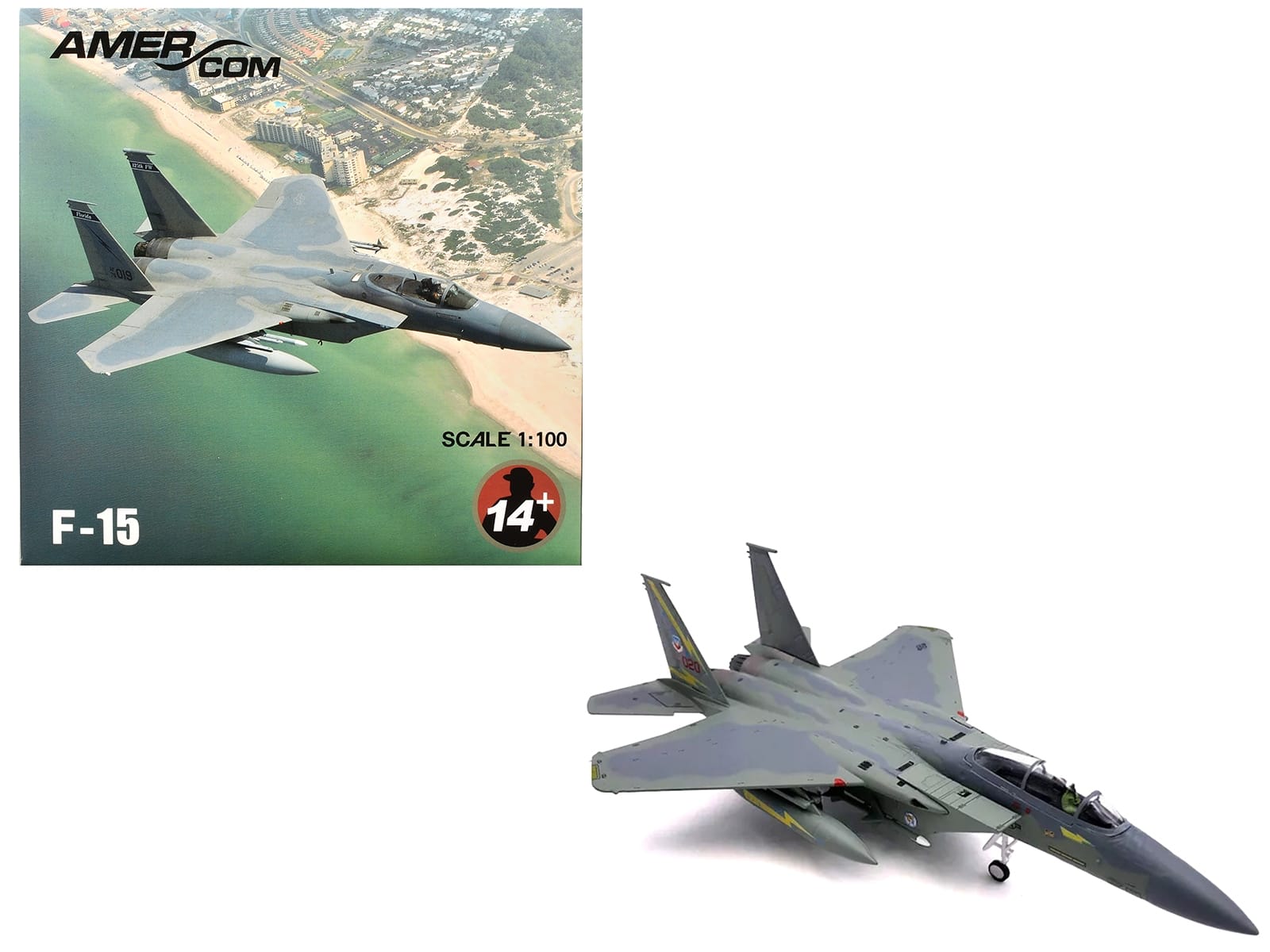 McDonnell Douglas F-15A Eagle Aircraft "Spittin Kittens 5th Fighter-Interceptor Squadron Tactical Air Command Minot AFB" (1985) United States Air Force 1/100 Diecast Model Airplane - Image 5