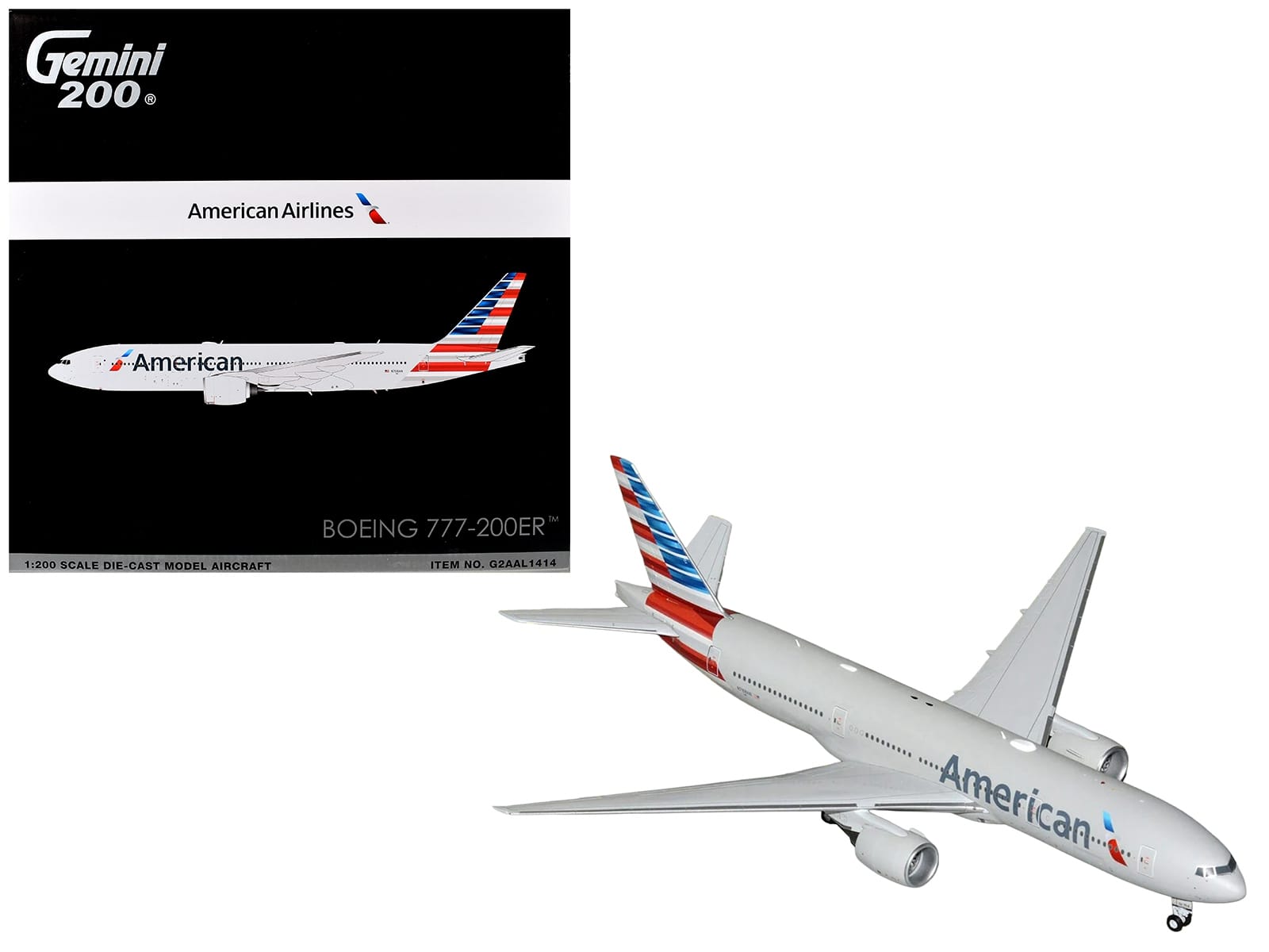 Boeing 777-200ER Commercial Aircraft "American Airlines" (N788AN) Silver with Striped Tail "Gemini 200" 1/200 Diecast Model Airplane by GeminiJets