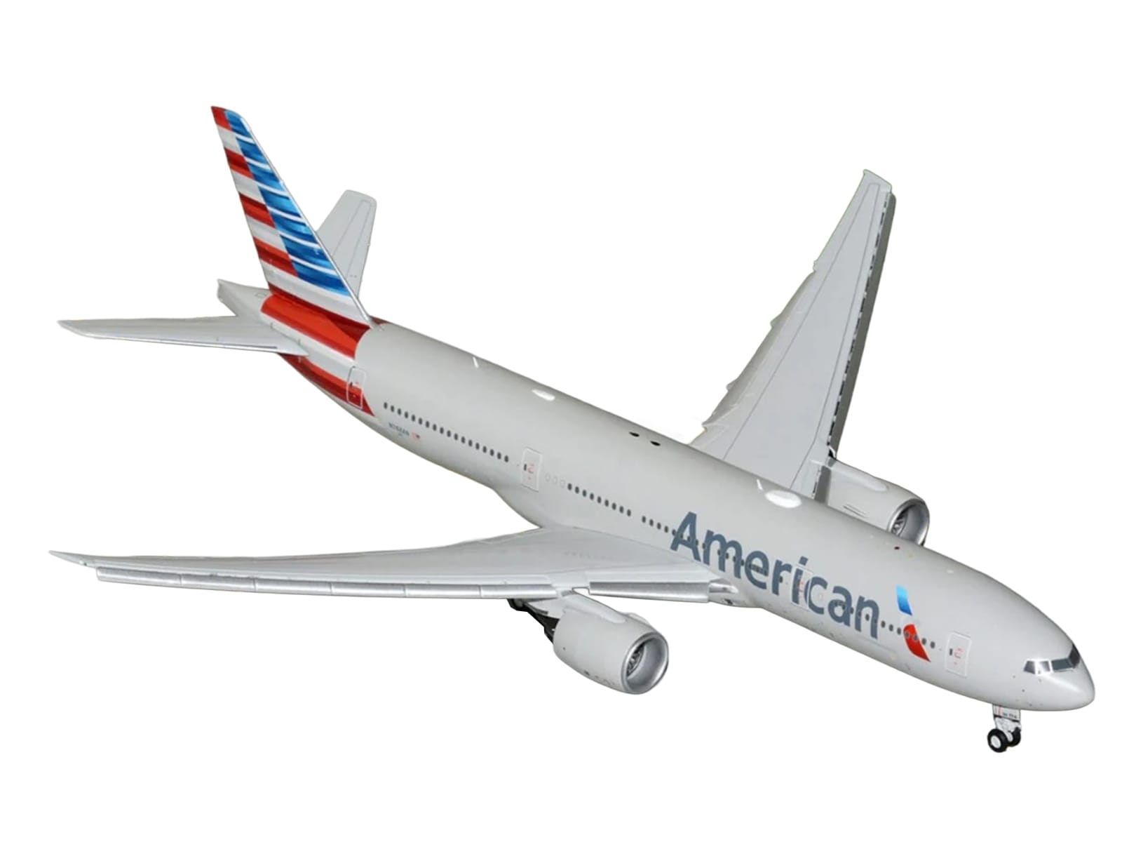 Boeing 777-200ER Commercial Aircraft with Flaps Down "American Airlines" (N788AN) Silver with Striped Tail "Gemini 200" 1/200 Diecast Model Airplane by GeminiJets - Image 2