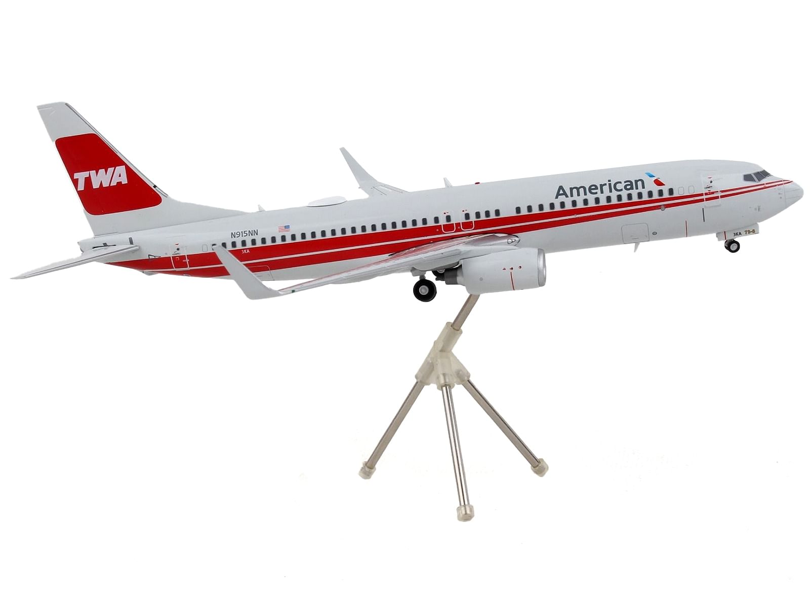 Boeing 737-800 Commercial Aircraft “American Airlines – Trans World Airlines” Gray with Red Stripes “Gemini 200” Series 1/200 Diecast Model Airplane by GeminiJets