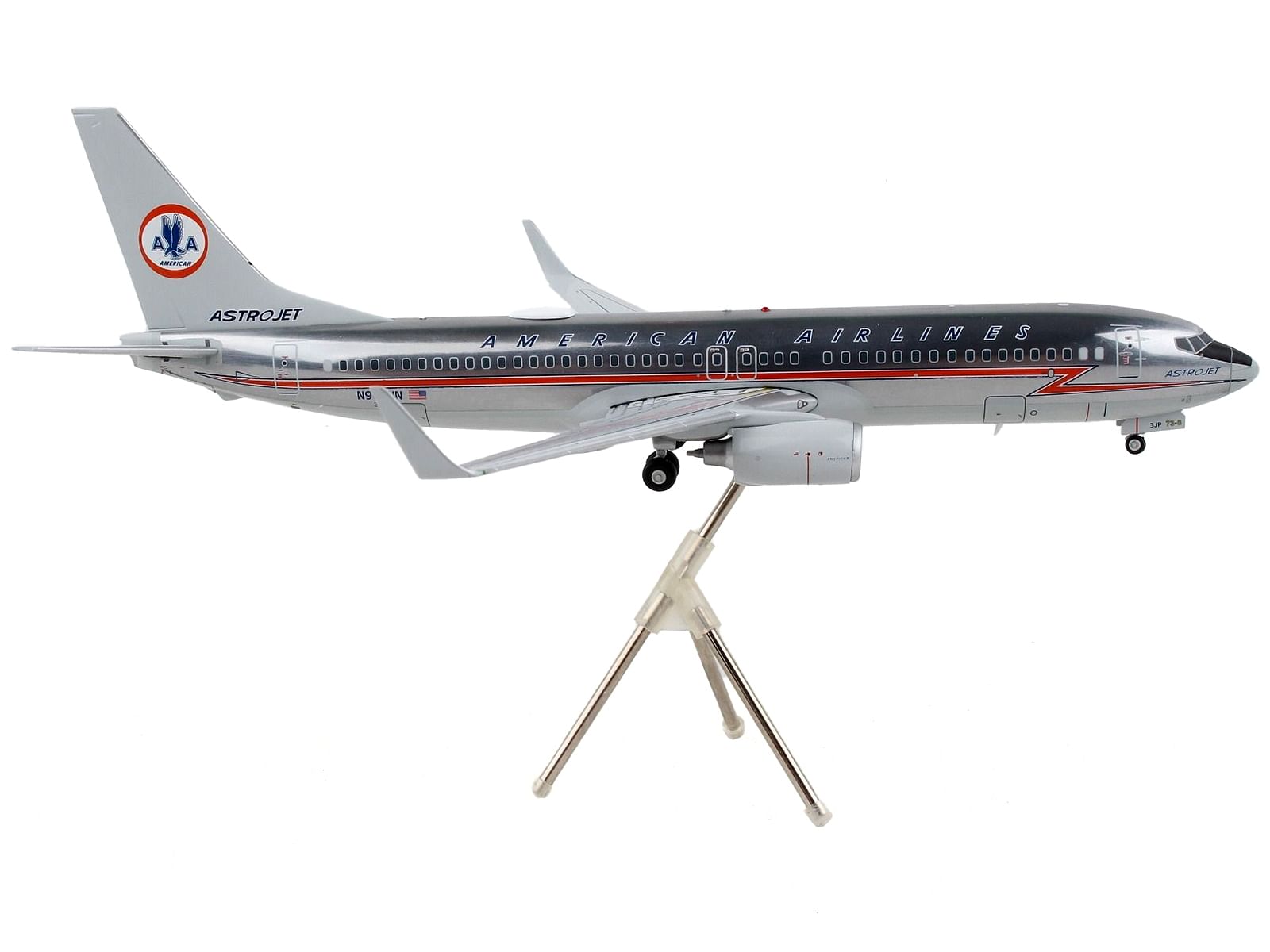 Boeing 737-800 Commercial Aircraft “American Airlines – AstroJet” Silver with Red Stripes “Gemini 200” Series 1/200 Diecast Model Airplane by GeminiJets