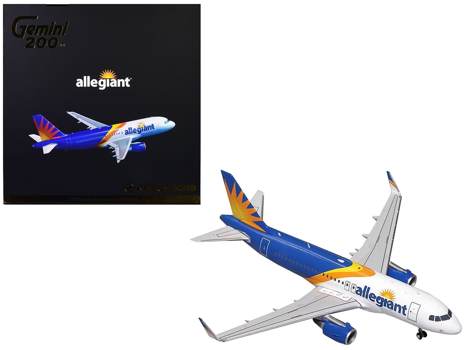 Airbus A319 Commercial Aircraft “Allegiant Air” White with Blue Tail “Gemini 200” Series 1/200 Diecast Model Airplane by GeminiJets