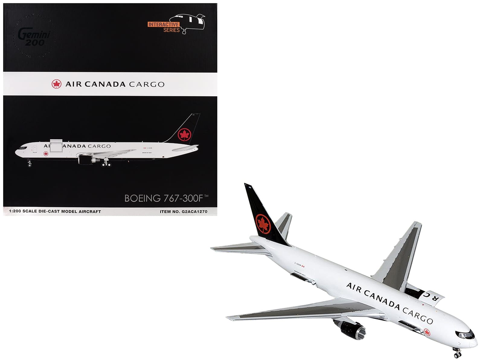 Boeing 767-300F Commercial Aircraft "Air Canada Cargo" (C-GXHM) White with Black Tail "Gemini 200 - Interactive Series" 1/200 Diecast Model Airplane by GeminiJets - Image 2